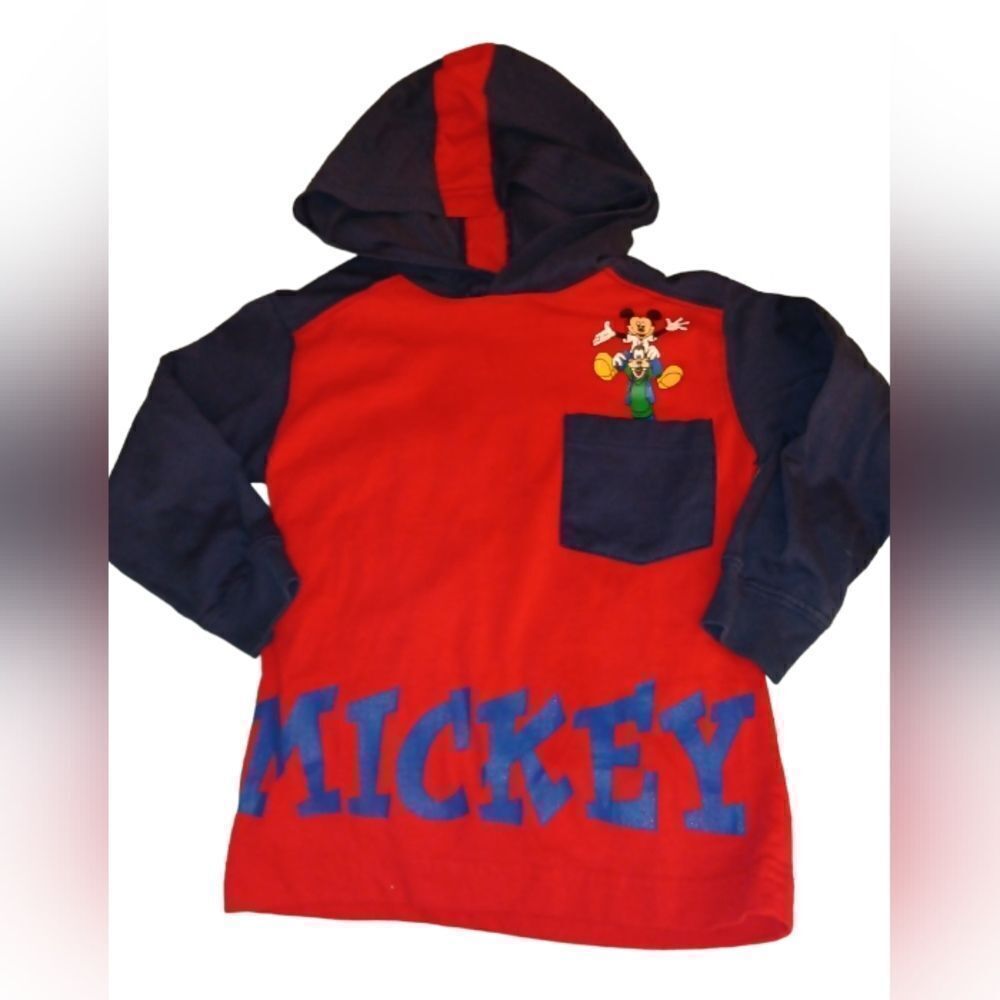 Mickey mouse vintage blue and red color block hooded top